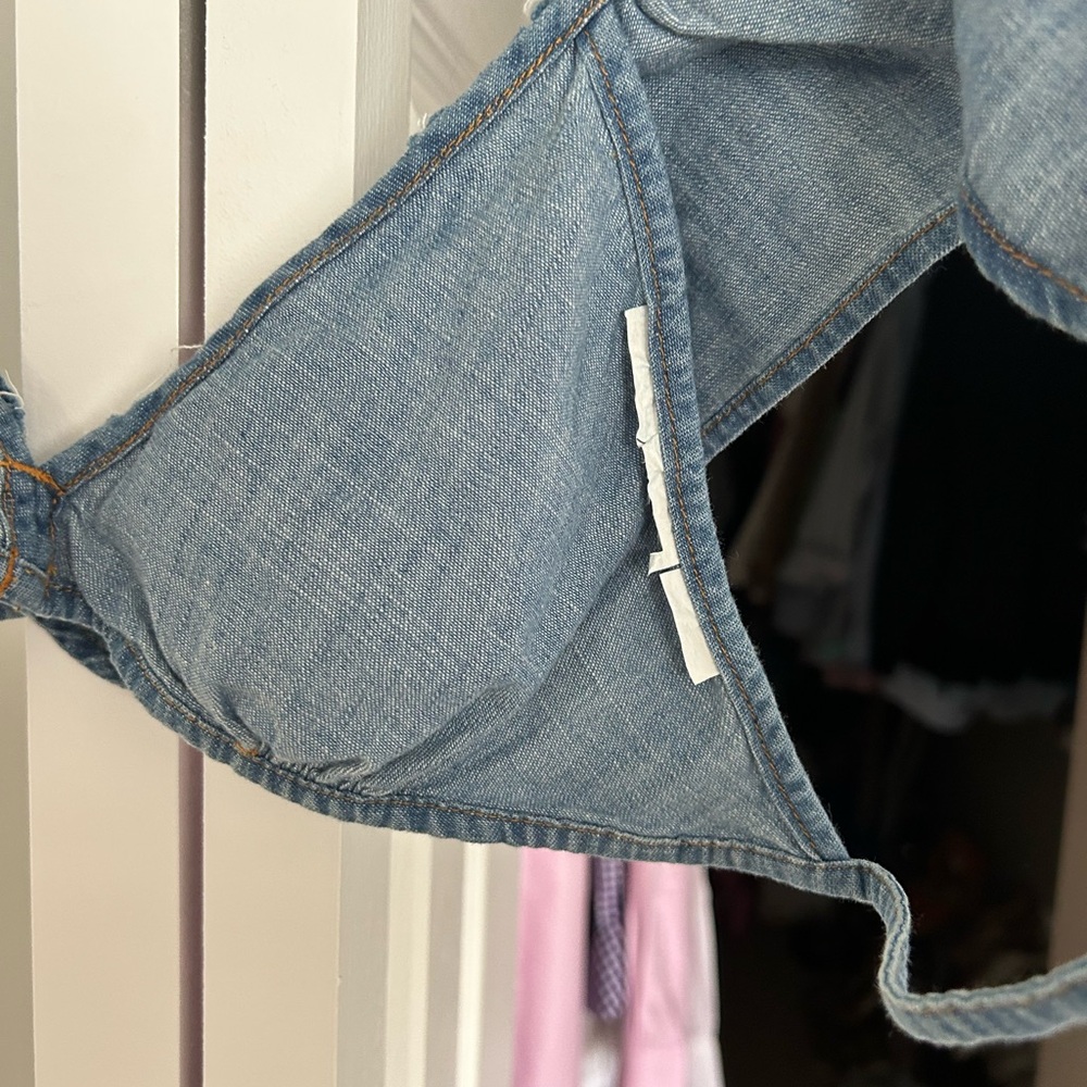 Zara Denim Ruffled Top - Picture 2 of 4
